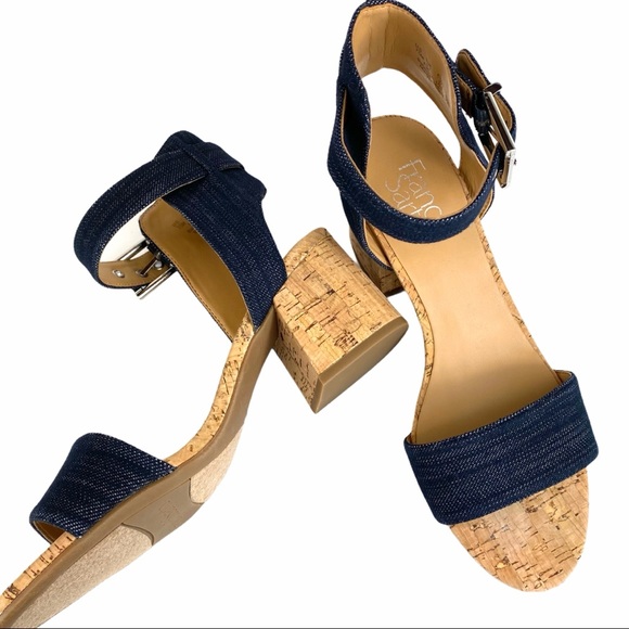 Franco Sarto Shoes - Franco Sarto Melody denim chunky heel sandals -7.5